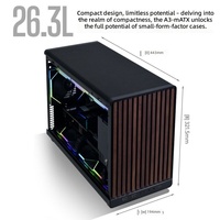 Boîtier d'ordinateur de jeu de bureau Lianli A3 en bois, compatible carte mère M-ATX, refroidissement par eau, mini-boîtier compact avec alimentation