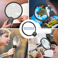 Wholesale Handheld Magnifying Glass with LED Light | ABS+PMMA 3-5X Type-C Rechargeable Magnifier for Elderly Reading