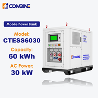 Centrale Électrique Portable à Stockage d'Énergie Intégré 60 kWh, Sortie AC 30 kW, Batterie LiFePO4 Certifiée CE, 6000 Cycles