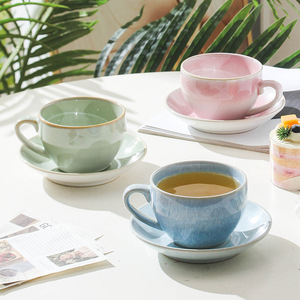 ชุดถ้วยกาแฟเซรามิกเคลือบแบบอเมริกันวินเทจพร้อมจานรอง ชุดน้ำชาสไตล์ยุโรปสำหรับจิบน้ำชายามบ่าย - Product Image 2