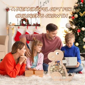 Hucha de madera con forma de dinosaurio, de madera maciza, para niños de 5 a 7 años, regalo de cumpleaños - Product Image 5