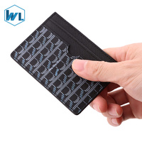 Dompet Kulit Asli Pria, Tempat Kartu Bisnis Super Ramping dengan Ritsleting Saku Koin