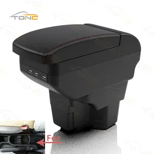 TONC High-Quality ABS Material for Kia Rio 3-Specific Center Armrest Box, Luxury Design, Front and Rear USB Charging Ports