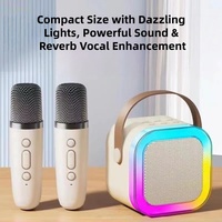 Haut-parleur portable sans fil mini K12 RVB LED avec fonction karaoké, double microphone, 5W, 800mAh, jouet pour enfants - Grande Vente