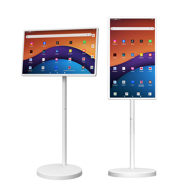 32 Inch Portable Rottable Smart Tv with USB Camera Android 15 Lcd Display on Wheels Advertising Screen for Home with 9600mah