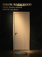 Porte intérieure en bois massif composite, grain chêne clair, écologique, double cadre stratifié, assemblée pour chambre et villa