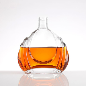 Bouteille à liqueur plate et ronde en cristal blanc transparent, à fond épais, pour gin, brandy XO et vin <span class=keywords><strong>de</strong></span> fruits, bouteille en verre ronde - Product Image 2