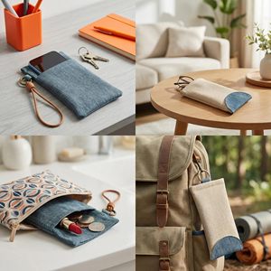 Estuche ligero de lino para <span class=keywords><strong>gafas</strong></span> de sol, funda para <span class=keywords><strong>gafas</strong></span> con correa para la muñeca y anillo para colgar, soporte compacto para <span class=keywords><strong>gafas</strong></span> para hombres y mujeres - Product Image 6