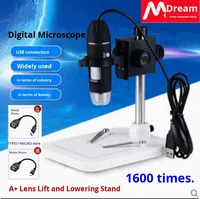 Accessoires informatiques trois-en-un : Microscope numérique USB 4 ports 1600X, Loupe électronique portable pour téléphone mobile