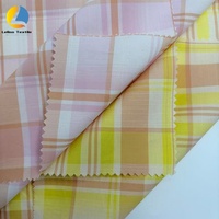 Tissu à carreaux en coton 100% teint en fil, couleur pastel, doux et tissé, pour chemisiers, robes et ensembles de literie pour femmes