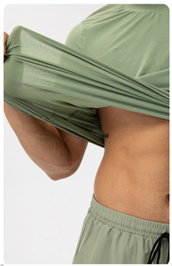 T-shirts de sport pour hommes personnalisés à séchage rapide, t-shirts de fitness à manches courtes, coupe ajustée, impression de logo personnalisée, vente en gros - Product Image 3