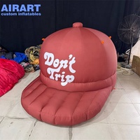 Casquette de baseball gonflable publicitaire pour l'ouverture de la marque Airart, ballon gonflable marron avec logo