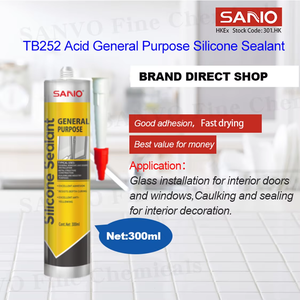 Scellant silicone Sanvo GP anti-moisissure 300ml, silicone <span class=keywords><strong>pour</strong></span> salle de bain, silicone acétique <span class=keywords><strong>pour</strong></span> verre, étanche, <span class=keywords><strong>pour</strong></span> cadre de fenêtre, vente en gros OEM - Product Image 1