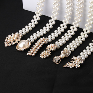 Cinto de Cintura Feminino Coreano com Pérolas e Strass para Vestido, Corrente Corporal para Decoração de Festa, Atacado - Product Image 2