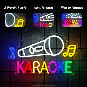 LED Neon Karaoke <b>Sign</b> with Microphone Design Colorful Indoor Bar Decorative Light Dimmable Ambient Light Display <b>Sign</b> 5V 12V - Product Image 1
