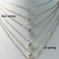 Kalung Perak S925 Moissanite Klasik Empat Enam Prong untuk Wanita dengan Moissanite Potongan Bulat Cemerlang dan Sertifikat GRA