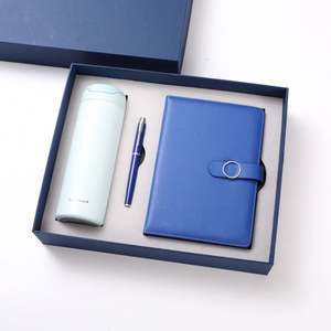 Dark Blue Modern Art Stainless Steel Business Gift Box Lock Cup <b>Notebook</b> <b>Set</b> Thermos Annual Meeting Gift Silk Screen Printed - Product Image 2