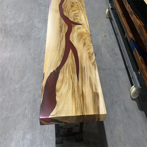 Venta caliente Logo de soporte Cena de madera de nogal Clear <span class=keywords><strong>River</strong></span> <span class=keywords><strong>Blue</strong></span> Ocean Island Bar Comedor Café Mesa de resina epoxi - Product Image 3