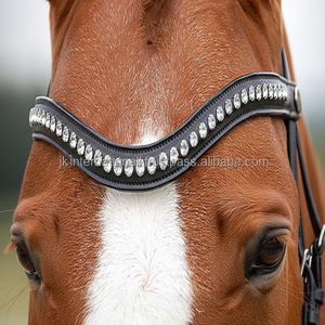 Best Quality Custom Horse Riding Crystals Rhinestones Decorative Leather Horse Brow Band Diamond Dressage Brow Band Best Price - Product Image 1