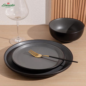 Stock ! Ensemble de vaisselle en porcelaine moderne et écologique, 4 pièces, design personnalisé, assiettes en céramique émaillée, restaurants, coffret cadeau d'entreprise - Product Image 5