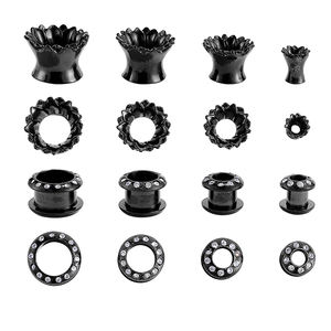 Punk Black Ohrmessgeräte 316 Edelstahl Zirkon-Ohrstöpsel Tunnel-Pirsing - Product Image 3