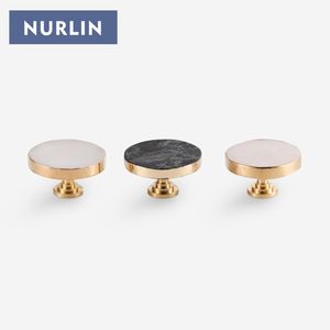 NURLIN Natur kristall Knopf beschichtung Gold Messing Verzierung Weiß Rosa Kristall Möbel Schrank Schrank Griff Erz Wand - Product Image 1