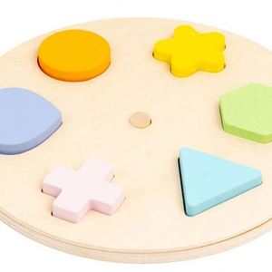 Childhood Development <b>Puzzle</b> Wooden Pattern Blocks with Turntable Educational Colorful Shape Blocks Sorting Stacking Toys - Product Image 5