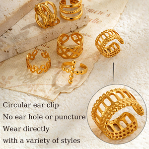 HENGSEN Non <span class=keywords><strong>Piercing</strong></span> <span class=keywords><strong>or</strong></span> acier inoxydable bijoux manchette boucles d'oreilles Vintage mode serpent oreille manchette Animal oreille os Clips pour les femmes - Product Image 3