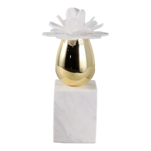 Scultura floreale moderna con base in marmo, statua decorativa per casa, ufficio, bagno, mensola, decorazione per interni - Product Image 4