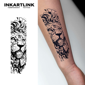 Autocollant de <span class=keywords><strong>tatouage</strong></span> semi-permanent réaliste Lion <span class=keywords><strong>Horloge</strong></span>, longue durée 2 semaines (15 jours), imperméable, pour hommes et femmes, art corporel pour bras, vente en gros - Product Image 2