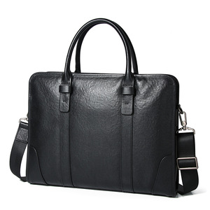 Genuine Leather <b>Briefcase</b> Men's Business Bag Black Top Layer Cowhide Laptop Bag Office Travel Hand Carry Bag - Product Image 2