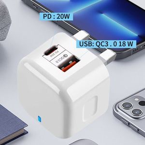 HotSale PD 20W QC3.0 USB Type C อะแดปเตอร์ชาร์จเร็วแบบพกพา ช่องเสียบคู่ สำหรับ iPhone 15 16 และ Samsung - Product Image 3