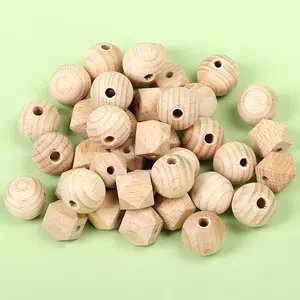 Free sample 10mm 12mm 15mm 20mm natural wood beads for jewelry making small hole baby teething beads wholesale wooden beads