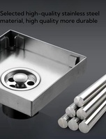 Grille de vidange carrée en acier inoxydable brossé de 4 pouces, invisible, avec filtre, pour carrelage, moderne, pour cuisine et salle de bain
