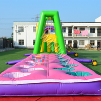 Parcours d'obstacles gonflable d'usine, qualité commerciale, course d'obstacles avec toboggan, jeu d'escalade pour enfants et adultes, jeu d'obstacles gonflable d'extérieur