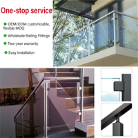 Système de balustrade sans cadre en aluminium moderne, acier inoxydable et verre trempé pour jardin extérieur, balcon, escalier, garantie de 2 ans