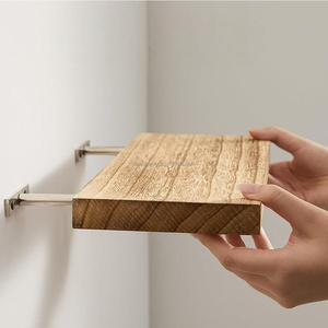 Étagères murales Art Déco en bois à 3 niveaux, marron, blanc, noir, avec supports invisibles, pour bijoux, décoration intérieure, salle de bain, Pâques - Product Image 5