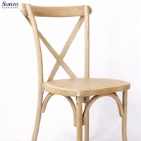 Chaises à dossier croisé en bois massif, style rustique vintage, chaise de bistrot française pour restaurant et événements de banquet