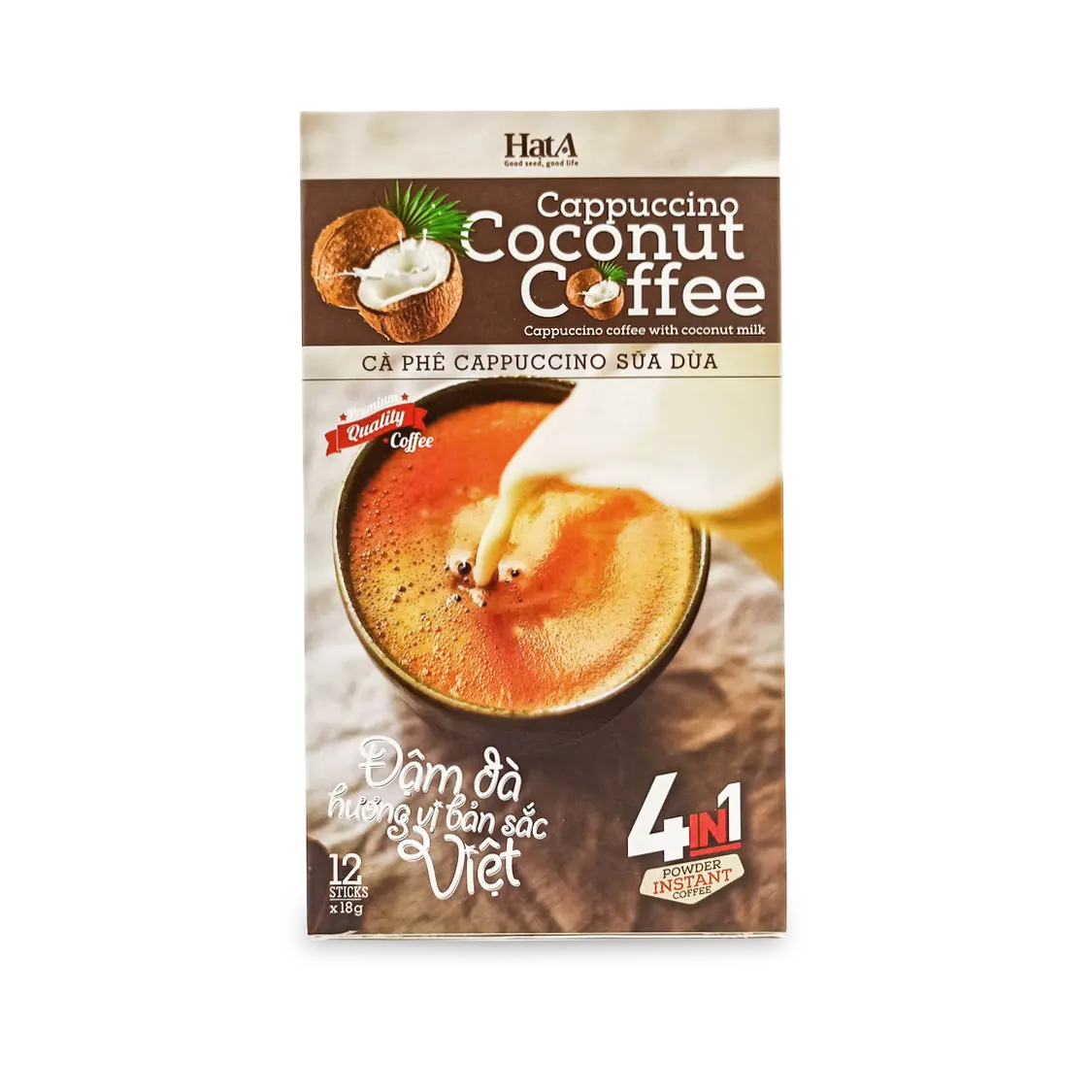 COCONUT CAPPUCCINO Vietnam esi scher Instant kaffee 4 in 1 (HatA Cafe) Nettogewicht: 216 Gramm
