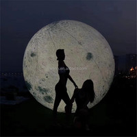 Boule de lune gonflable géante à LED et décoration de globe, matériau Oxford/PVC, 16 couleurs, ventilateur intégré