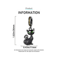 Bracelet DIY Perles Dragon Volant Plaqué Or Noir 2026, Breloque Chat Noir Animal Mignon