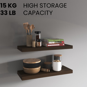 Floating <b>Shelves</b> Dark Oak 2 <b>Shelves</b> 1.50 In H <b>Wall</b> Display Storage - Product Image 5