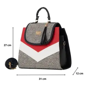 Bolso Tote Mediano de Yute para Mujer Fana Haven, con Patrón de Letras Rojas, para la Playa, con Cierre de Broche, Apto para Veganos - Product Image 4