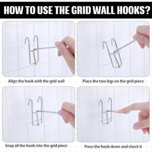 ตะขอแขวนโชว์สินค้าพลาสติก ตะขอแขวนผนังแบบตะแกรงสำหรับโชว์ถุงเท้า ตะขอแขวนผนังแบบกริด ตะขอแขวนอุตสาหกรรมแบบเบา - Product Image 4