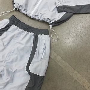 Custom Jogger Suit Two Piece Set Nylon Tracksuit for Men High Quality <b>Zip</b> <b>up</b> <b>Jackets</b> and Nylon Shorts Windbreaker Shorts Set - Product Image 3
