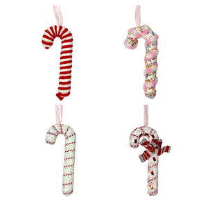 Pendentif Canne à <span class=keywords><strong>Sucre</strong></span> en Peluche et Ornement Scintillant pour Thème Bonbons Pastel Anniversaire Arbre de Noël - Product Image 1