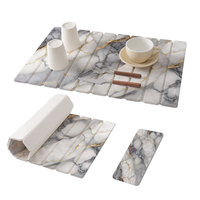 LIVING Lot de 2 tapis de séchage de vaisselle modernes en diatomite imprimée, pliables, rectangulaires, absorbants et antidérapants pour comptoir de cuisine