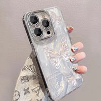 Protection d'appareil photo personnalisée de luxe avec motif papillon, antichoc, étanche, en TPU pour étui 11-17 Pro Max Plus