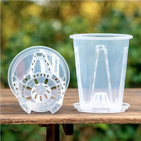 Vente en gros 2024 Nouveau pot d'orchidée en plastique transparent Récipient transparent Pot de fleur perforé Gobelet avec paroi épaissie