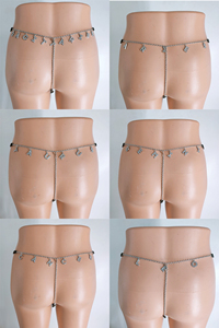 <span class=keywords><strong>Perizoma</strong></span> Sexy da <span class=keywords><strong>Donna</strong></span> con Lettere Bianche in Strass, Gioielli Zodiacali con Cristalli, Catena per Bikini - Product Image 6